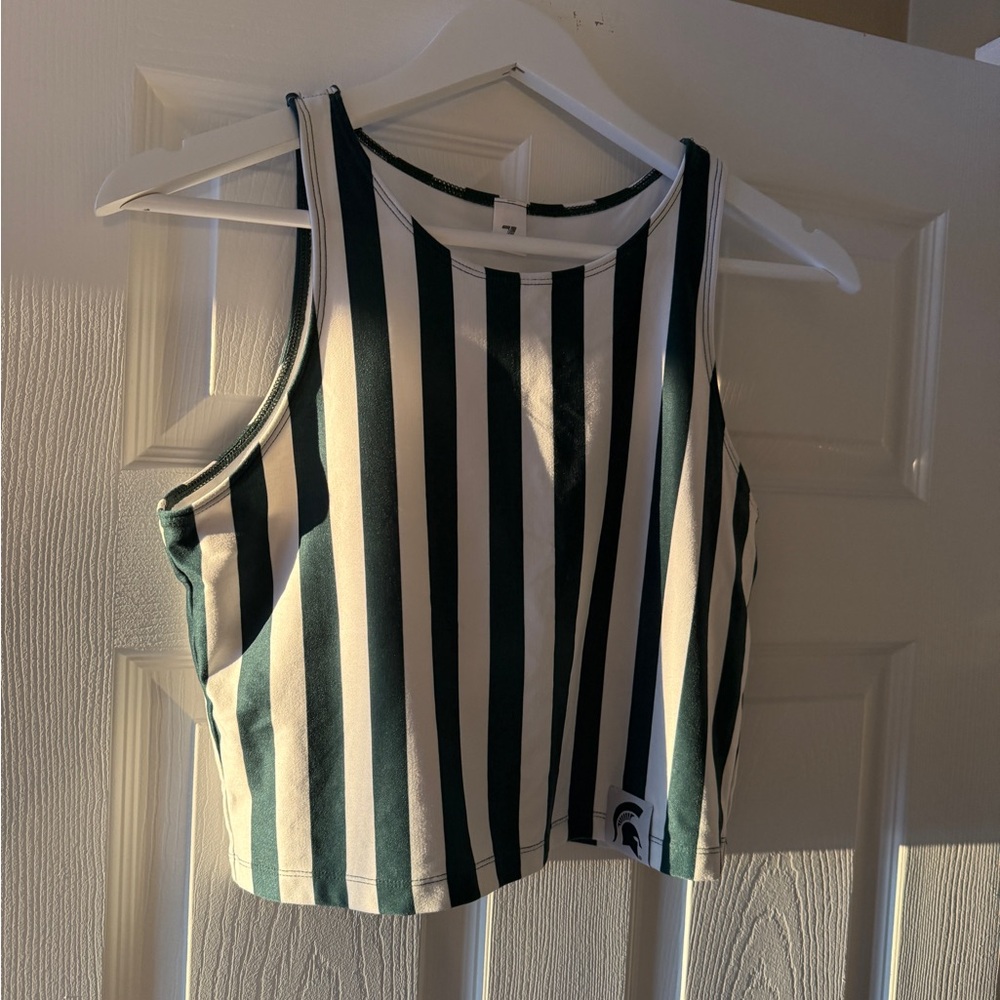 Michigan State University-branded women's cropped striped tank top
